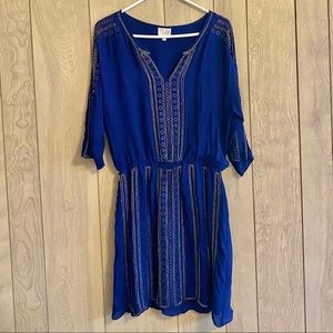 Parker Blue Beaded Long Sleeve Dress